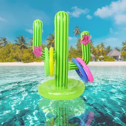 Inflatable Cactus Ring Toss Game Set Floating Swimming Pool Toys Hawaiian Summer Pool Beach Party Decorations Game Supplies