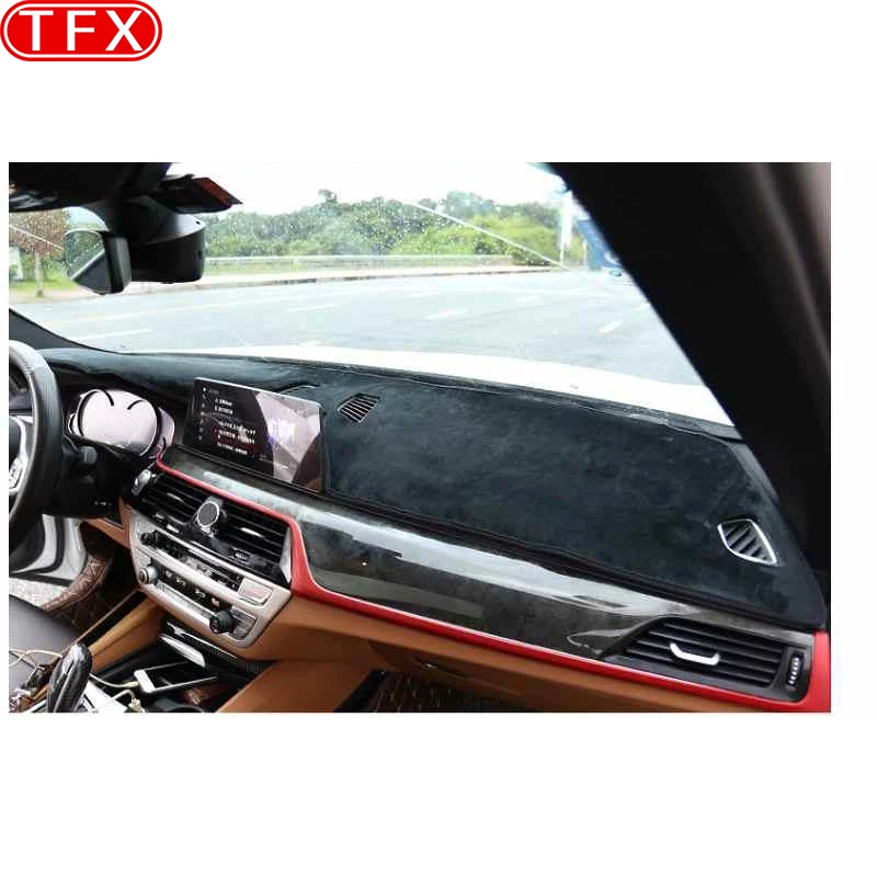 Flannel Car Dashboard Cover Mat Anti-slide Pad Dashmat Sun Shade Dash Board Carpet For BMW 5 Series G30 G31 LHD RHD Accessories