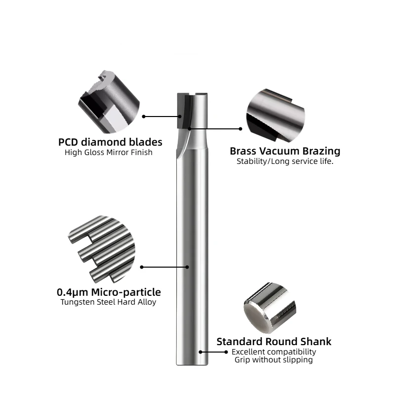 PCD Diamond Milling Cutter Single-edged Double-edged High-gloss Mirror Copper Aluminum Acrylic Graphite Polishing Milling Cutter