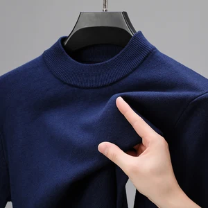 High collar meshes new knees fall/winter mock neck Sweetshirts solid color pullovers man branded casual men's clothes 11 Main Men's Tricot Sales - №6