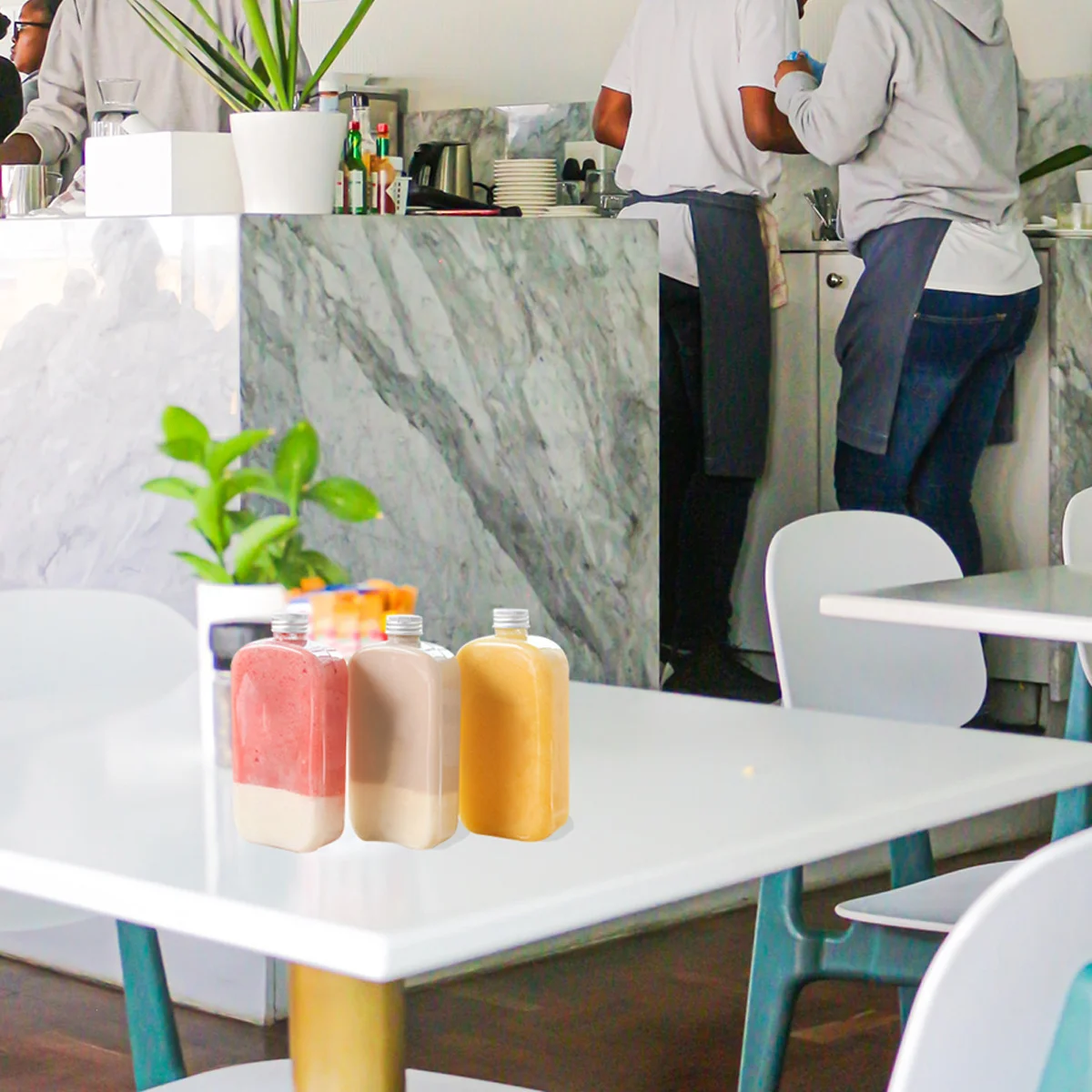 Barattolo di plastica trasparente per bottiglie vuote da 10 pezzi per succo d'acqua Contenitore per bevande riutilizzabile da viaggio Parte superiore a vite a tenuta stagna