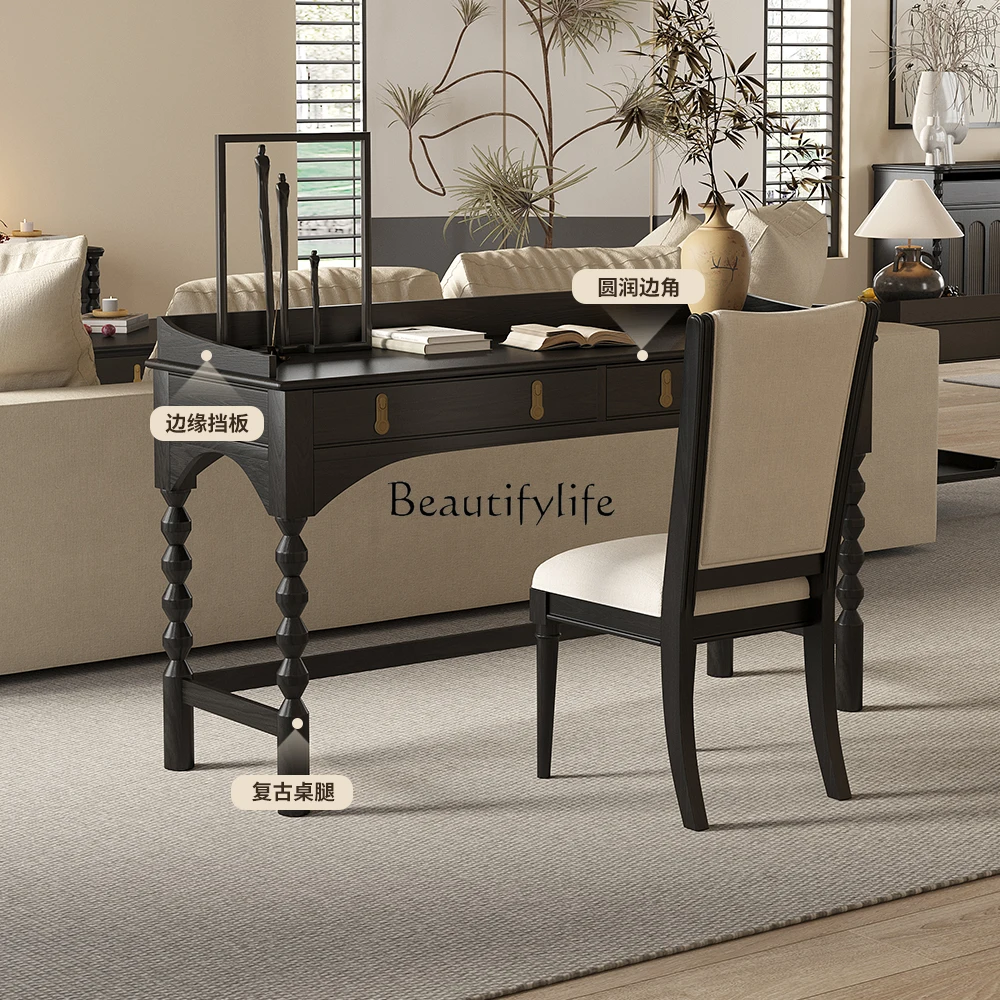 Vintage French Country Solid Wood American Medieval Study Office Writing Desk Study Table