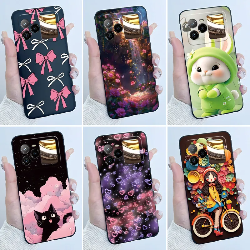 Capa para celular blu bold n4, luxuosa, fofa, amor, coelho, desenho animado, padrão engraçado, capa preta, silicone macio, capa protetora