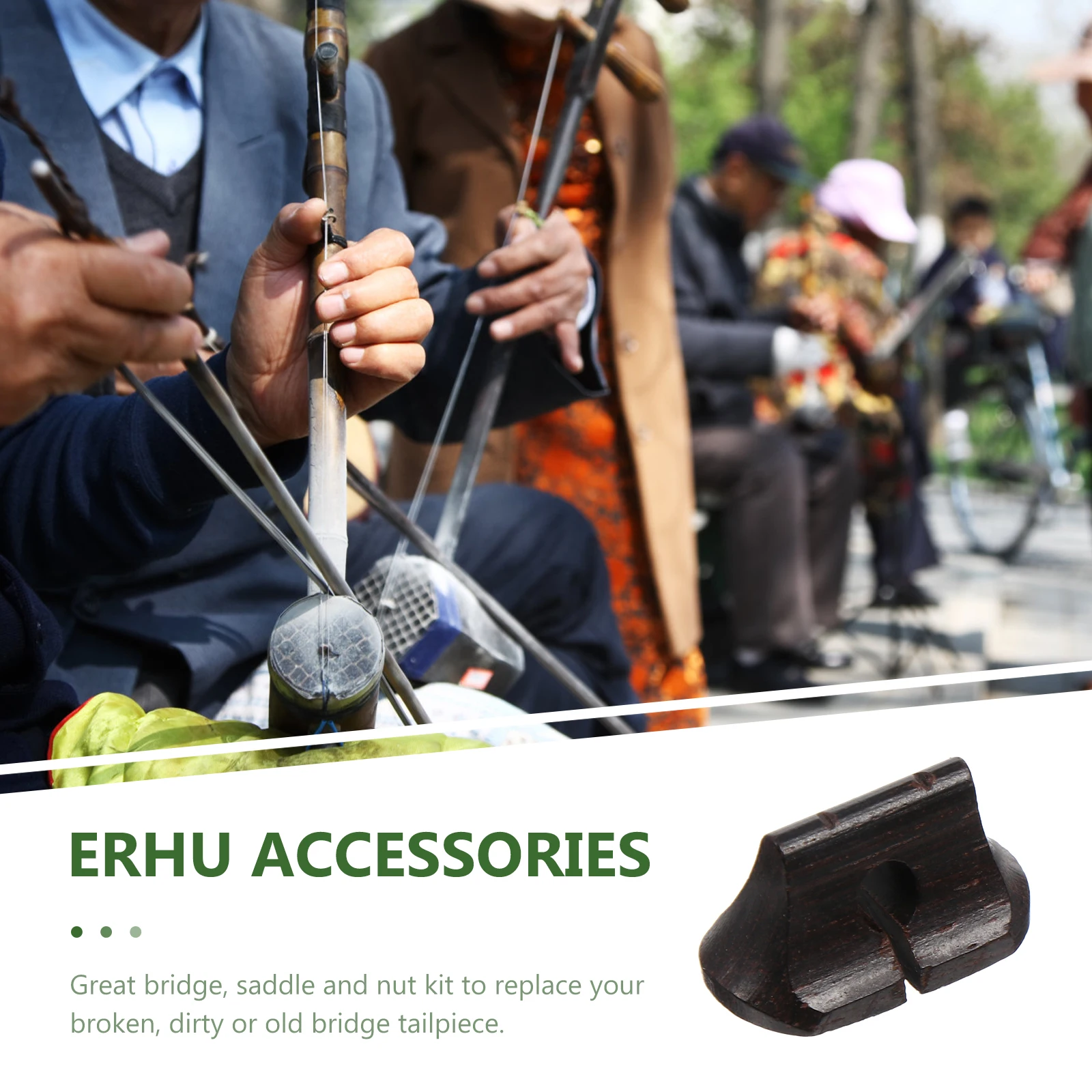 

5pcs Erhu Bridge Ebony Accessories Replace Parts for Musical Instruments Traditional Chinese Erhu Code Saddle Nut Kit Sturdy