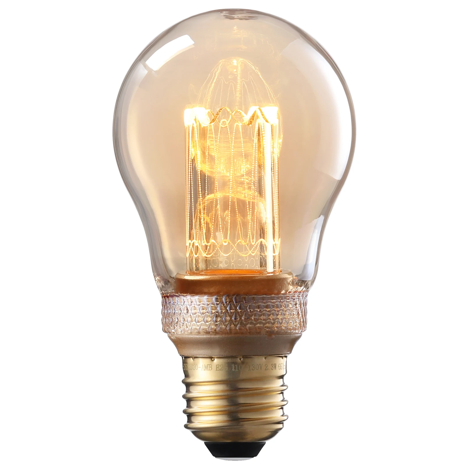 A19 bohlam lampu dekoratif LED, bohlam EdisonBulb Vintage dapat diredupkan 2.3W, kaca Amber, dasar E26, lampu kuning 2000K