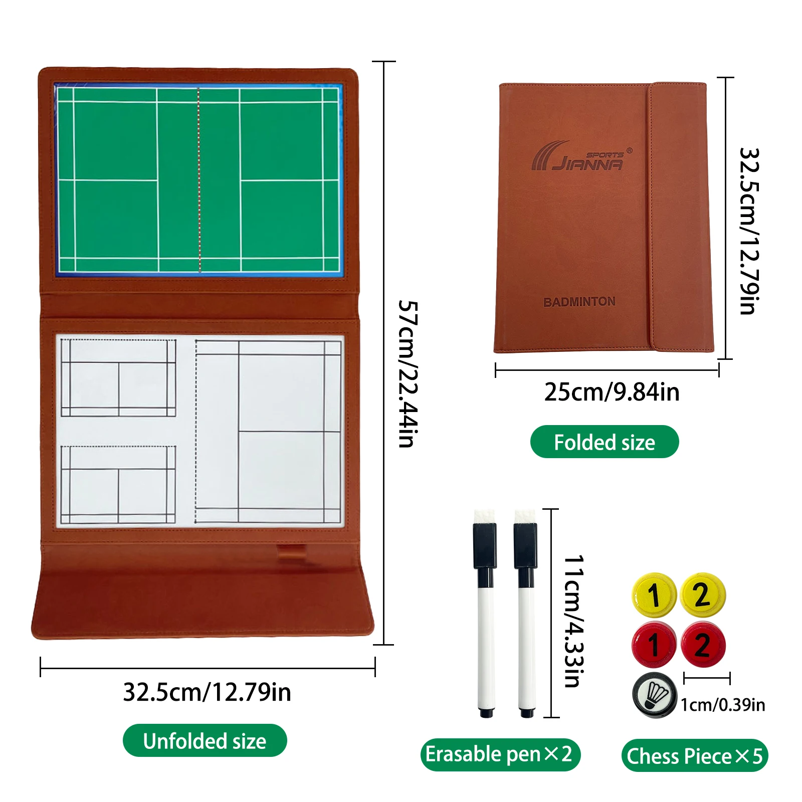 Foldable Portable Badminton Tactical Folder - Magnetic Surface for Coach Tactics Demonstration & Drills