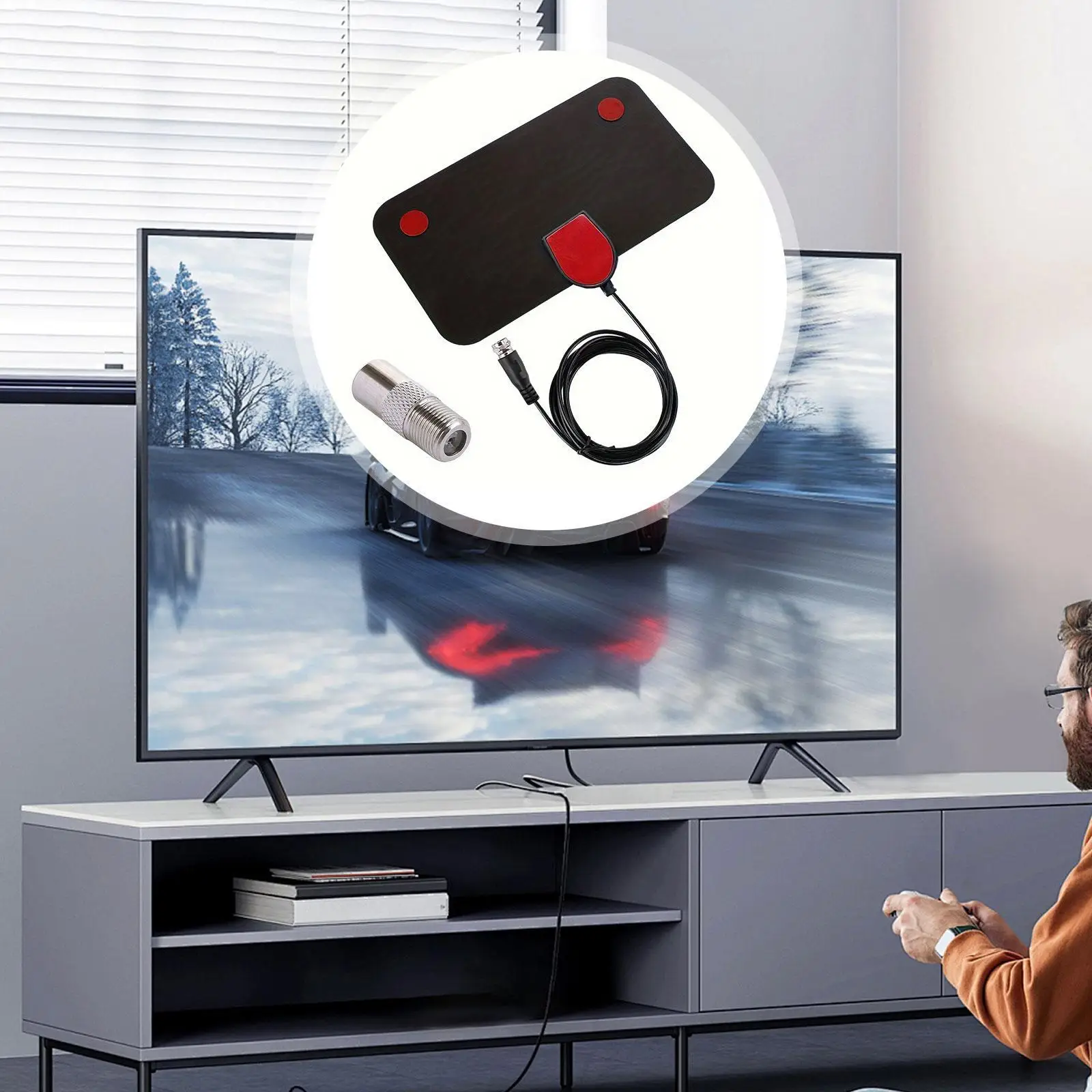 TV Antenna Easy to Install Stable Signals Reception Support 4K 1080P Long Range Reception Signals Booster Digital TV Antenna