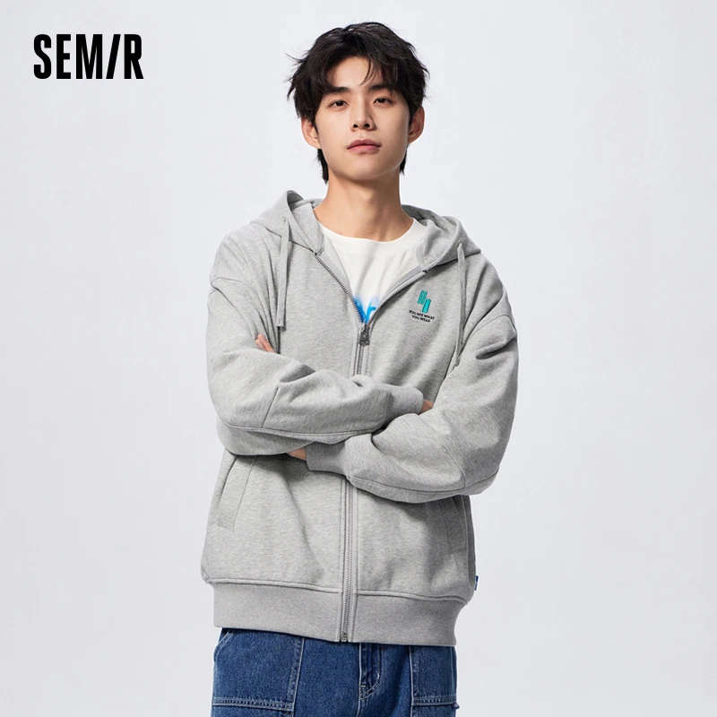 Semir 2024 Jacket Men Spring Daily Simple Loose Hooded Casual Jacket Unisex Campus Sports Style Couple Top