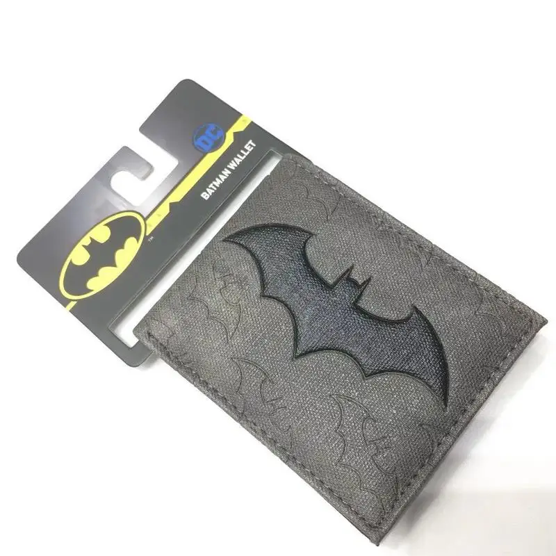 DC Batman Superhero Bifold PU Leather Black Gray Wallet With Card Slots Zipper Pocket For Men Women Teen Students Daily Use view 5
