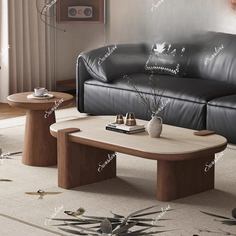 

Medieval rock slab coffee table living room for home use, light luxury and high-end small apartment, modern and simple