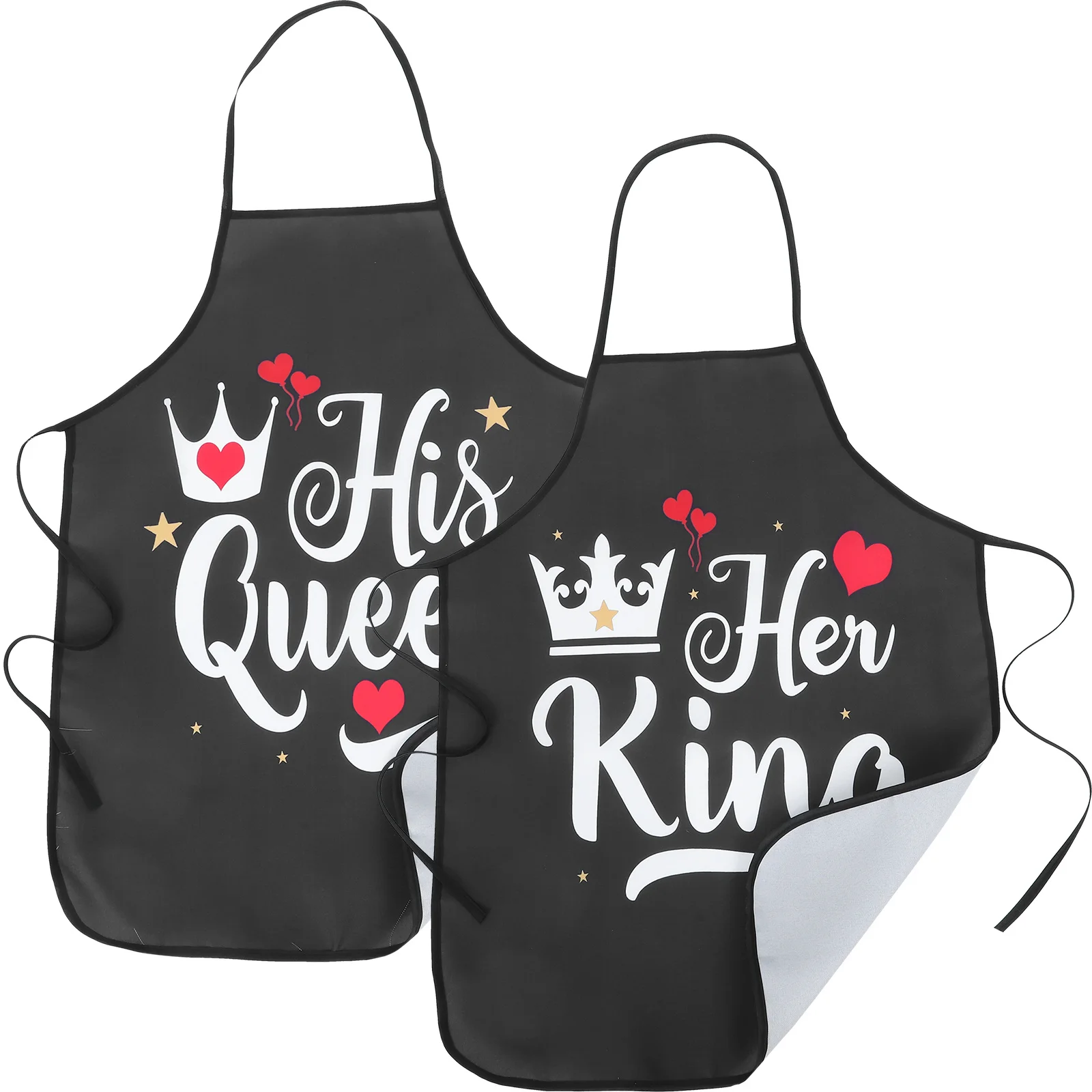 

2pcs Valentine'S Day Apron For Women Men Heart Print Kitchen Cooking Bbq Bake Wash Dish Adjustable Waist Gift Present Unisex