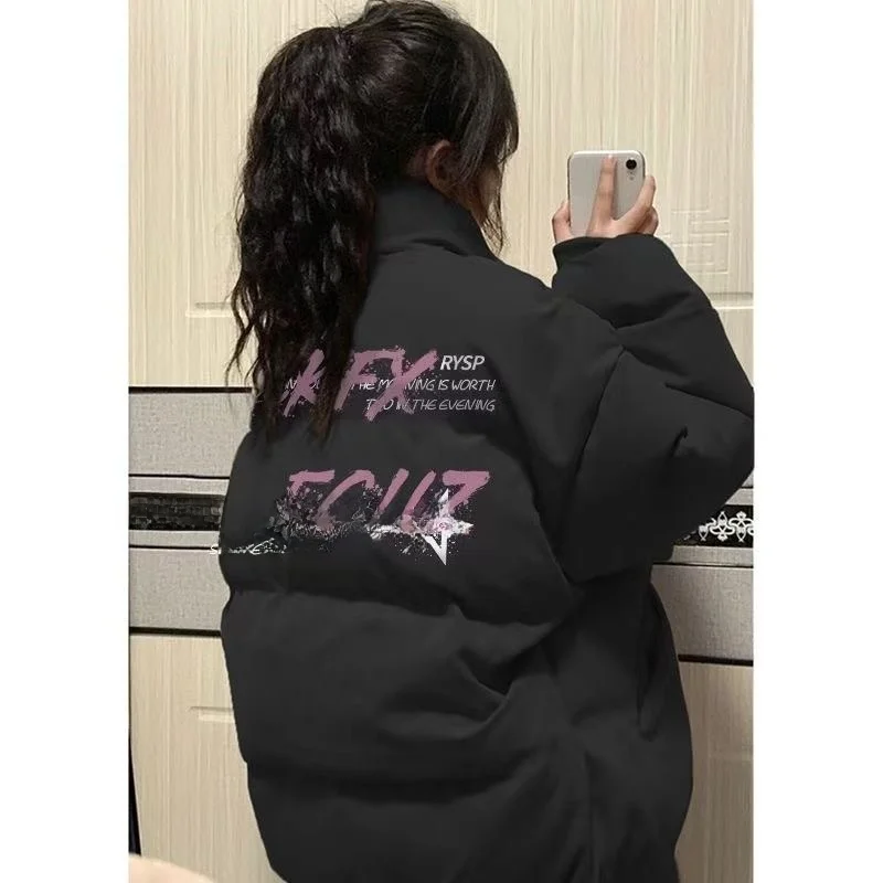 

Casual Cotton Jaet Men's Street Sle High Collar Printed Coat Simple Personali Long Sve Loose Fit Spring Youth Trend