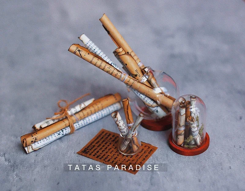 Dollhouse Miniature Props Vintage Magic Scroll Magic Bottle Magician Crystal Ball Scroll Quill Pen Doll Dollhouse Accessories
