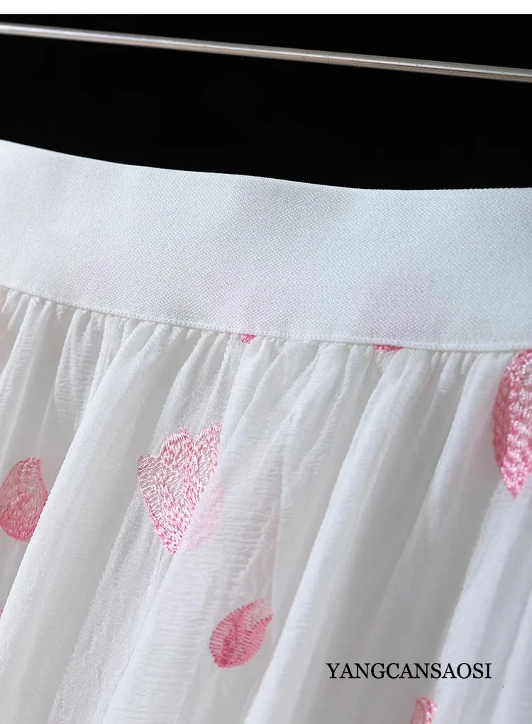 Beautiful Heavy Industry Embroidery 80% Natural Mulberry Silk Non Splicing Elastic Waist Large Swinging Elegant Skirt