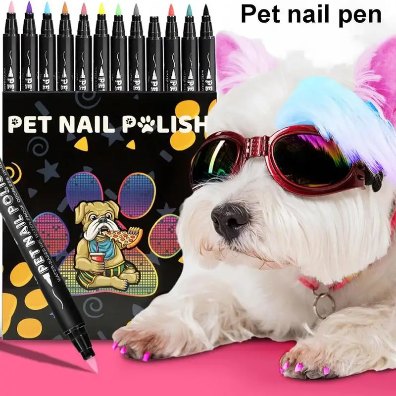 Cat Nail Polish Fast Drying Dog Nail Polish Pens 12 Colors User Friendly Nail Polish Set Cat Nail Polish Set For Horses Rabbits