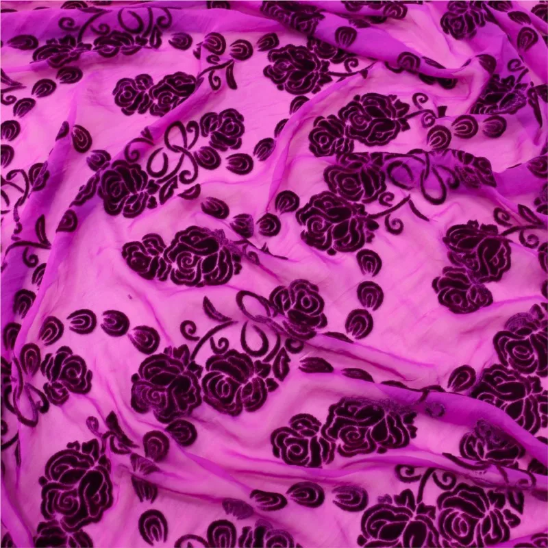 Woven velvet brocade viscose one-color rotten flower and burnt fabric sleeping dress cheongsam