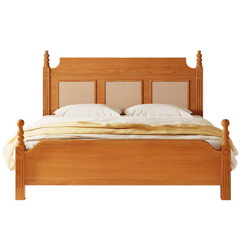 

American retro bed, solid wood bed, small household