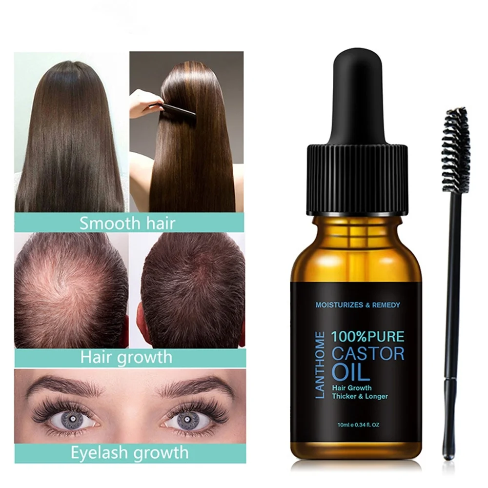 10Ml Natuurlijke Ricinusolie Wimperverdikking Groeiverlenging Haarreparatie Etherische Olie