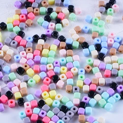 4mm 200pcs Color Small Square DIY Mobile Phone Chain Bracelet Necklace Beads Straight Hole Beads Material Jewelry Accessories