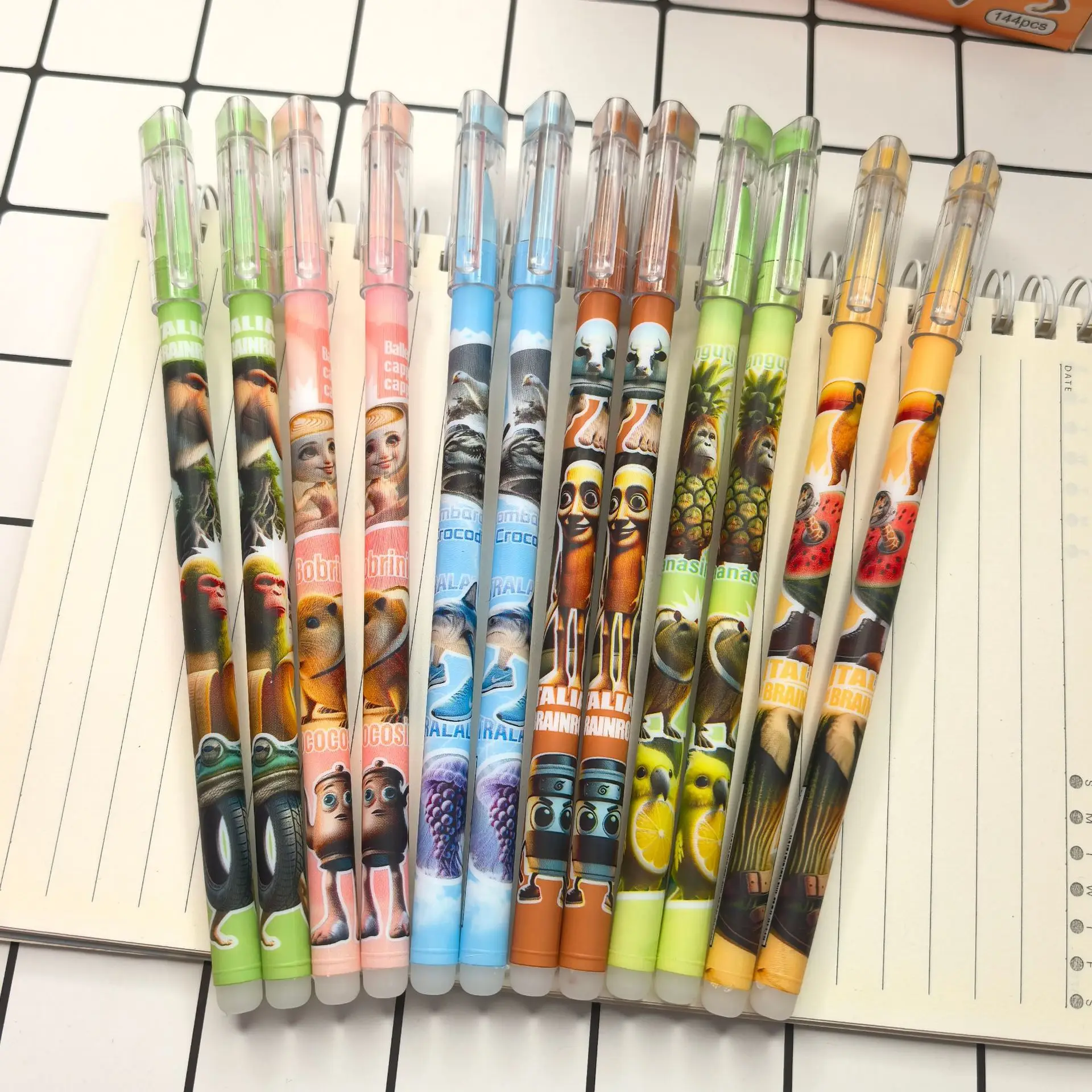 36 Pcs Shanhaijing Straight Pole Erasable Neutral Pen Wooden Stick Human Fountain Pen 0.5 Signature Pen Student Stationery