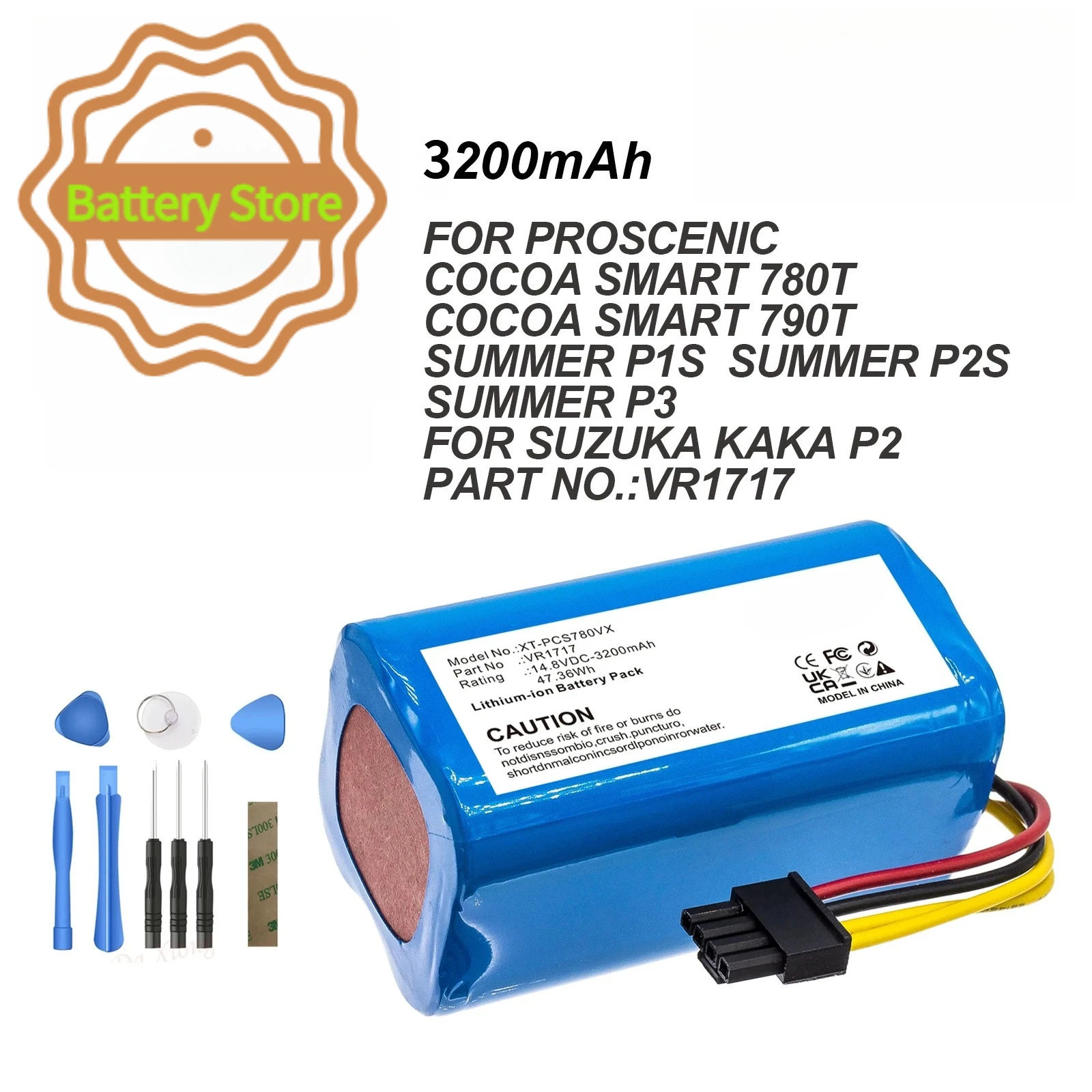 3600mAh Vacuum Battery For Proscenic  Cocoa Smart 780T,Cocoa Smart 790T,Summer P1s,Summer P2s,Summer P3,VR1717,SUZUKA,KAKA P2