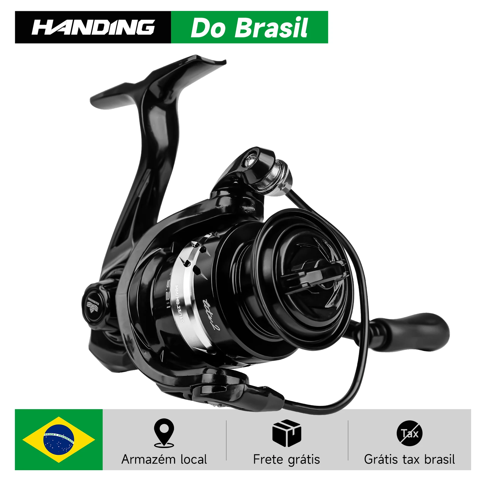 ブラジル製スピニングフィッシングリール、最大ドラグ力65kg、ドラグワッシャー3個、3-1ステンレススチールベアリング、ギア比50-1、51-1、52-1