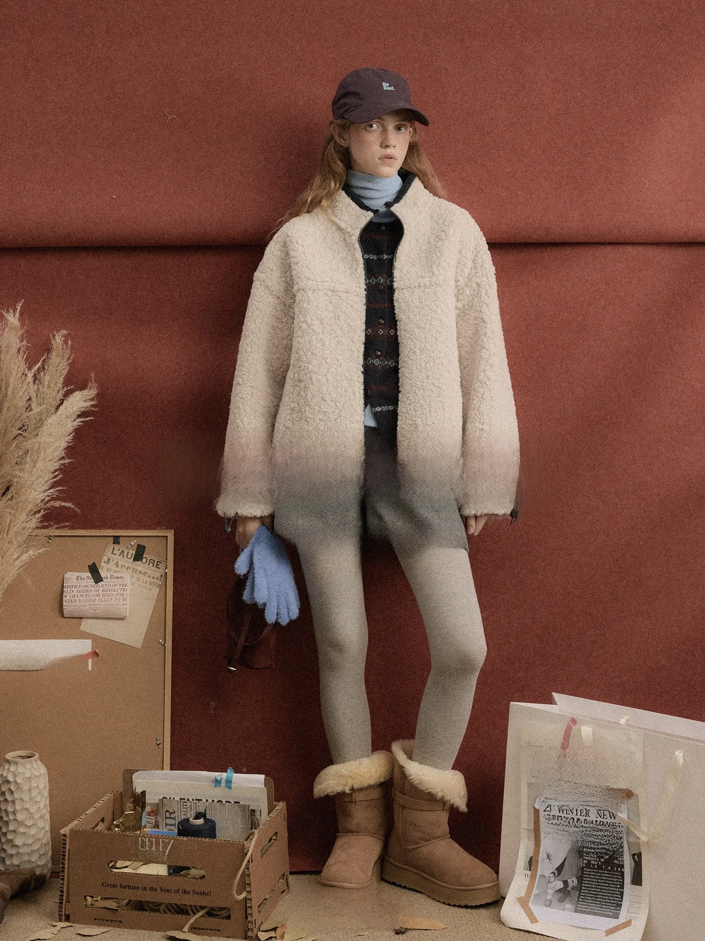 

Ladies' Casual Sle ort Outerwear Inteated Lamb Fur Leather Stand Collar Zipper Closure Long Sve Polyester Coat