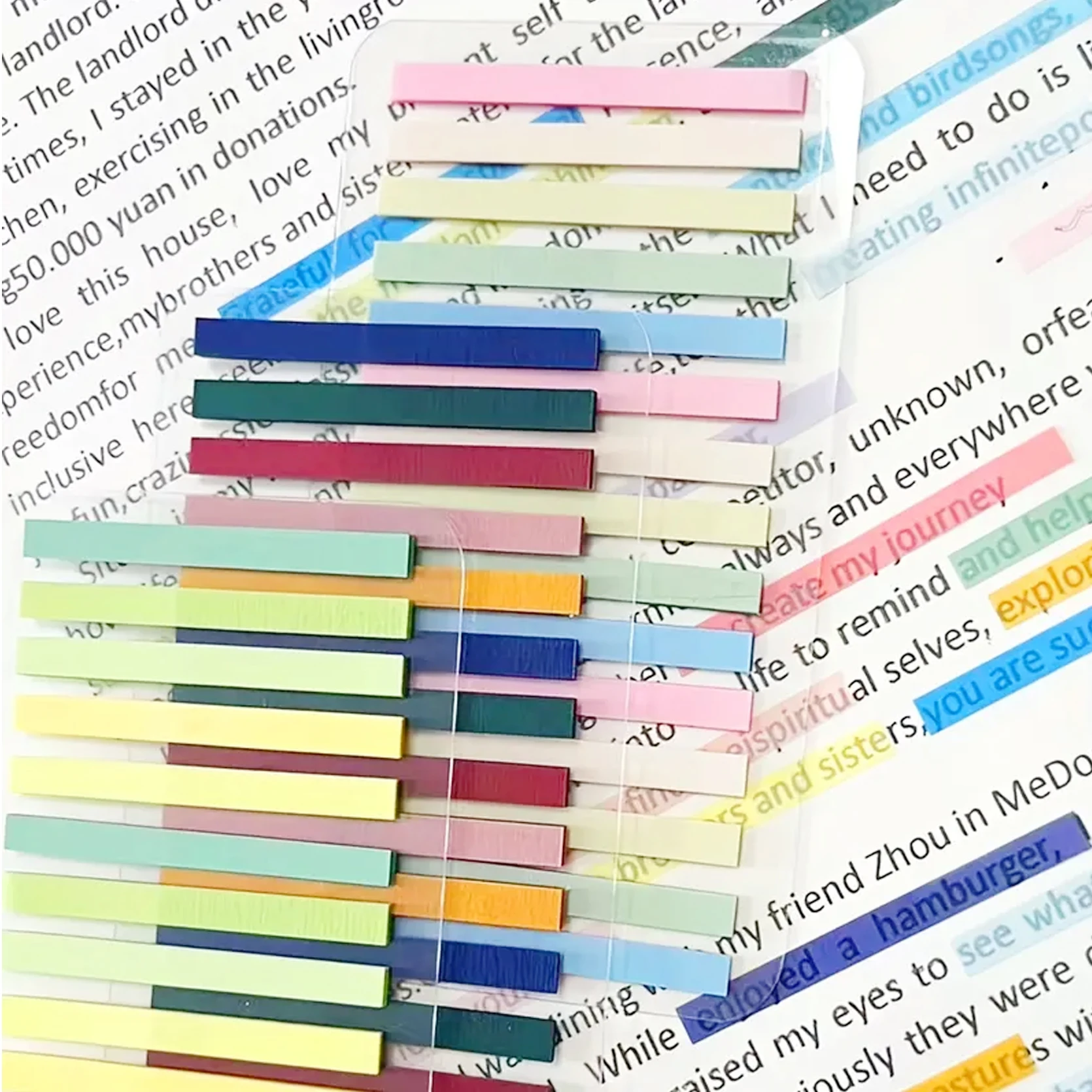 5 Packungen mehrfarbige Index-Tabs, transparente selbstklebende Seitenmarkierungen, bunte Haftnotizen für Lese- und Bürobedarf – Detail 3