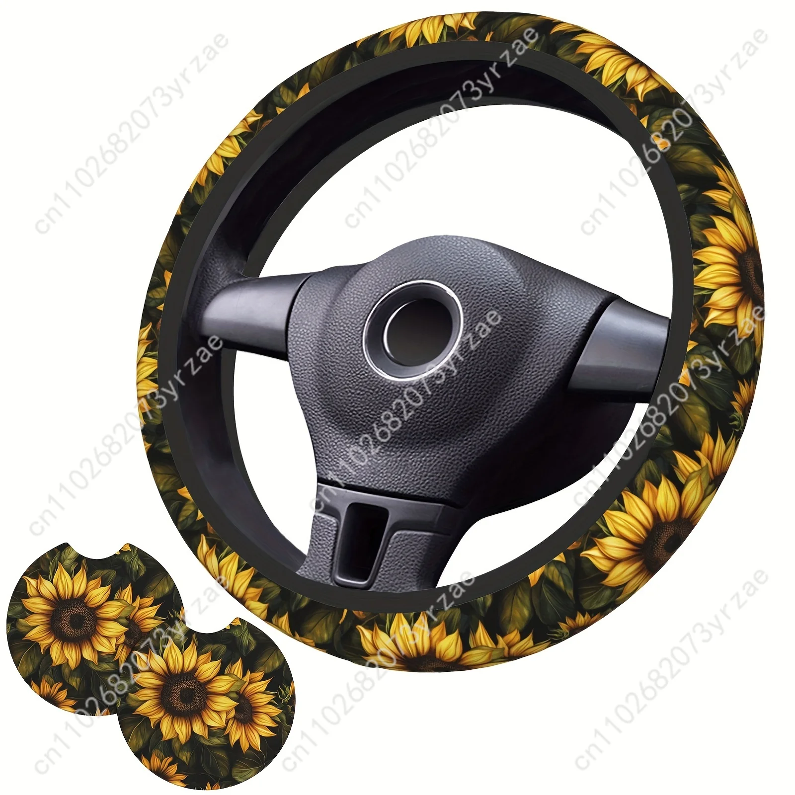 

Sunflower Elastic Thickened Steering Wheel Cover Car Steering Wheel Cover Universal 15-Inch Non-Slip Feel