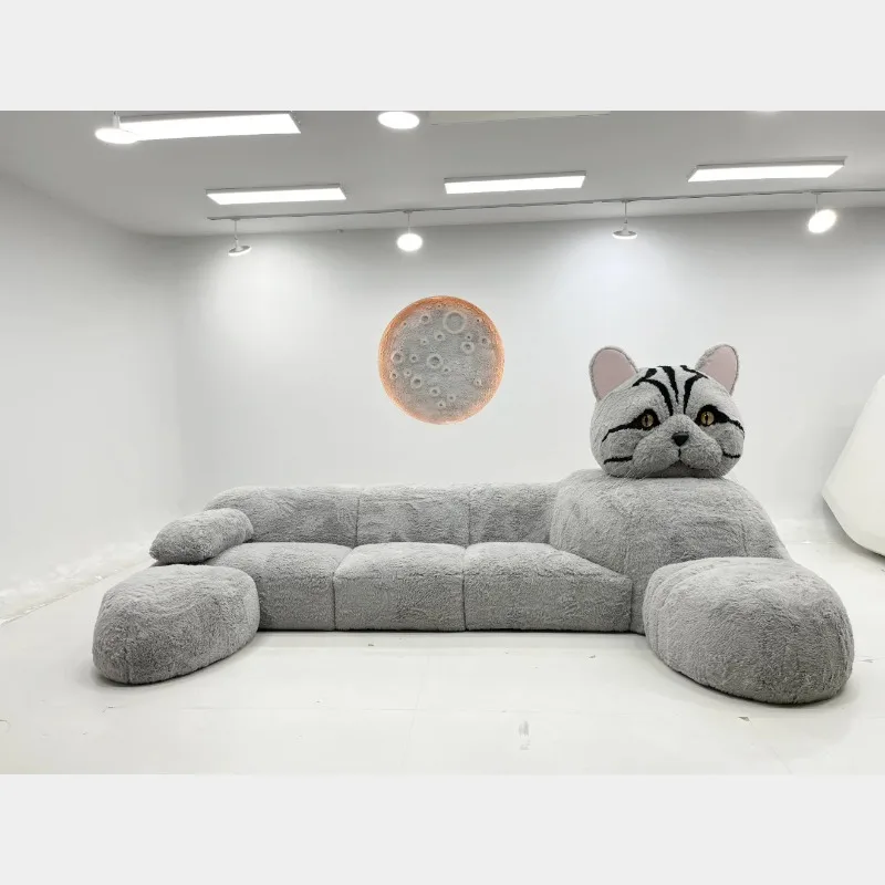 Cat-shaped cartoon animal sofa living room sofa creative size apartment fabric plush sofa