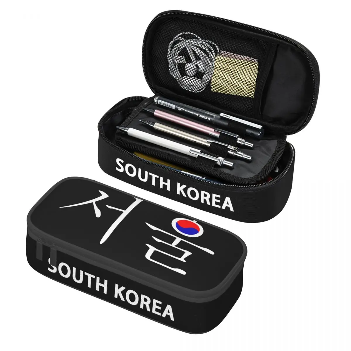 Custom Kawaii Flag Of South Korea Pencil Case for Boys Gilrs Large Capacity Pen Box Bag School Supplies