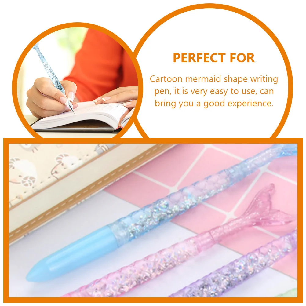 

8Pcs Cartoon Mermaid Writing Pen Pen Practical School Note Pens Smooth Fine Point Multi-Function Pens