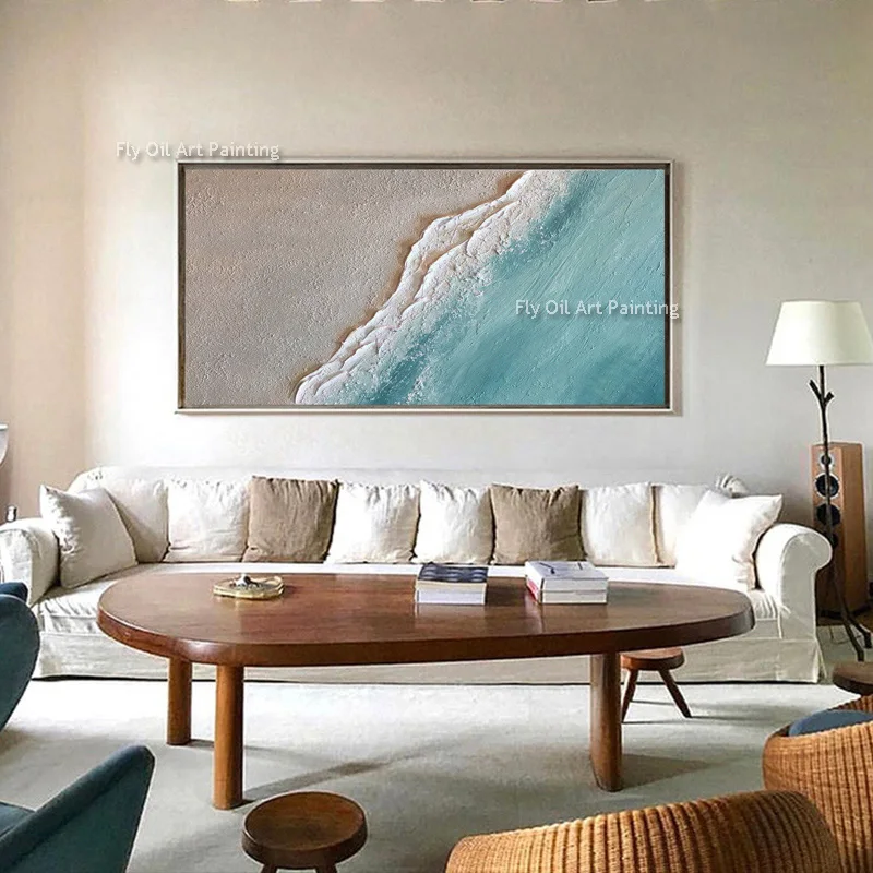 100% Hand Painted Modern Large Sea Wave Thick Oil Painting On Canvas Sea Scape Home Wall Decoration For Living Room As Best Gift