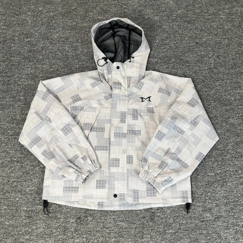 

Street Trend MERTRA Jacket High-quality Fashionable Plaid Logo Print Zipper Hooded Windbreaker Mertra Jackets Outerwear