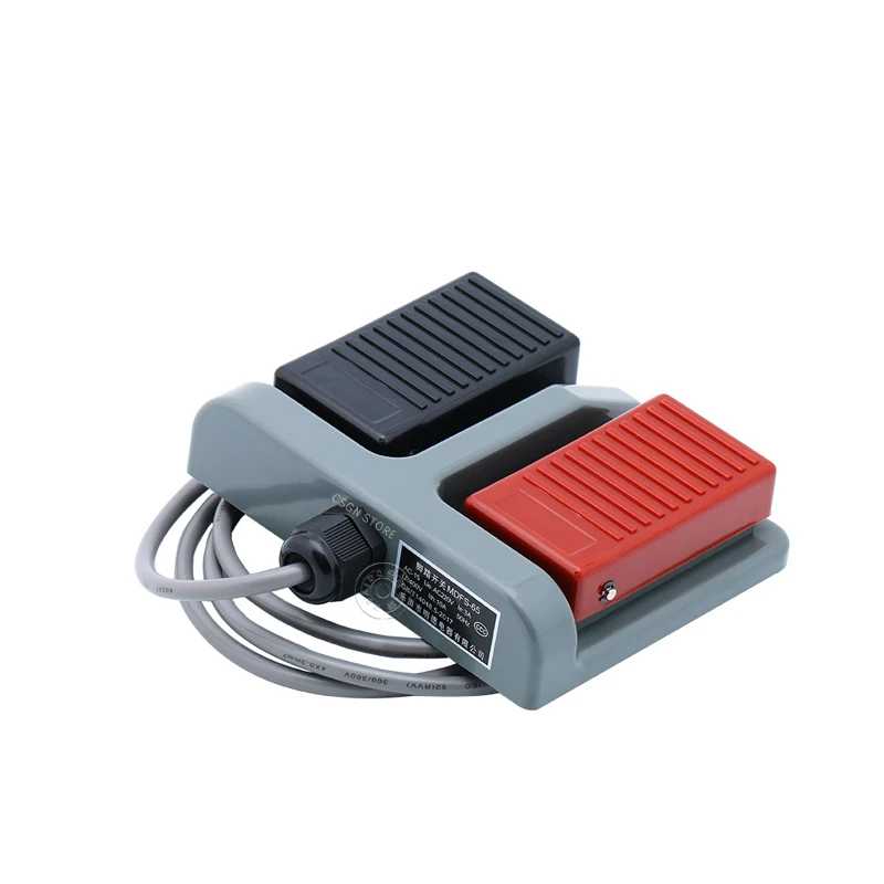 Foot Switch MDFS-65 Double Foot Pedal Switch Self-Reset With Wire 3A/220VAC