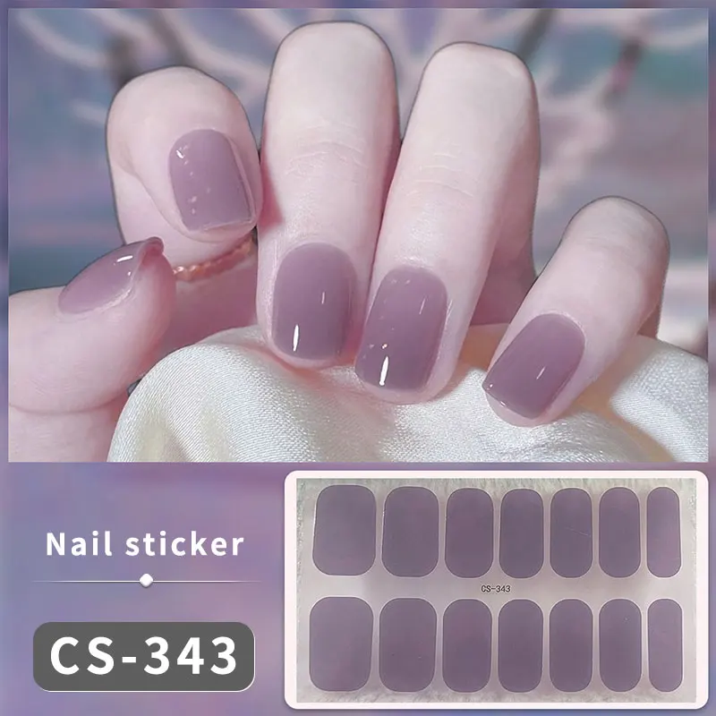 Solid Color Nail Sticker Full Cover Nail Decals Press On Marble Gradient Glitter Strip Wraps Self Adhesive Nail Art Decorations