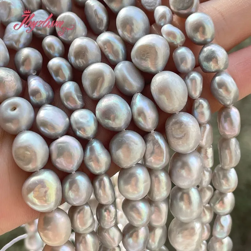 Natural Potato Beads High Quality Punch Gray Freshwater Pearl Beads for DIY Elegant Necklace Bracelet Earring Jewelry Making 15\