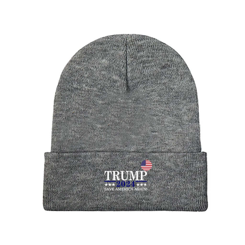 

Trump 2024 Save America Again! Beanie Knitted Hat Caps Fur Women Men Bonnet Winter Warm