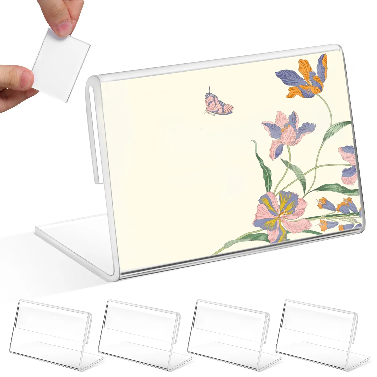 40Pcs Acrylic Sign Holders Card Display Stand Stable Vertical Design Price Label Holders for Store Conference Exhibition Market