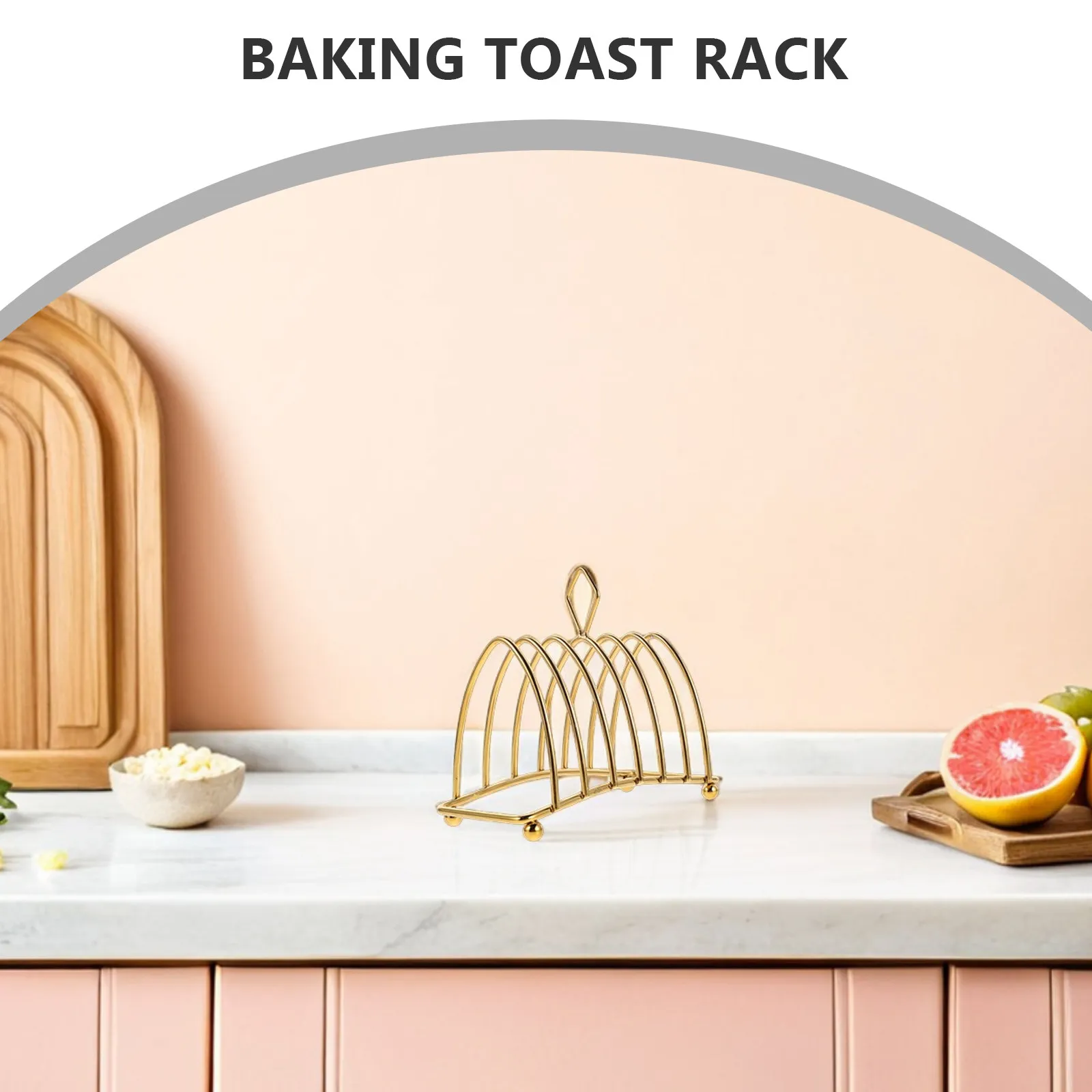 

Подставка для тостов из нержавеющей стали на 6 ломтиков с золотыми ножками-шариками, винтажный стиль, для кухонной столешницы, для завтрака