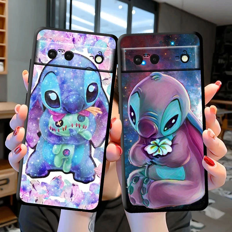 Disney Cartoon Stitch Art Phone Case For Google Pixel 8 7 Pro 6 Pro 6A 5A 5 4 4A XL 5G Black Soft Fundas Cover