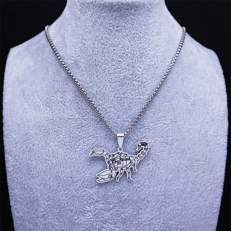 Steampunk آلات العقرب قلادة قلادة الفولاذ المقاوم للصدأ الروبوتات القلائد الميكانيكية مجوهرات Collares N3733S02