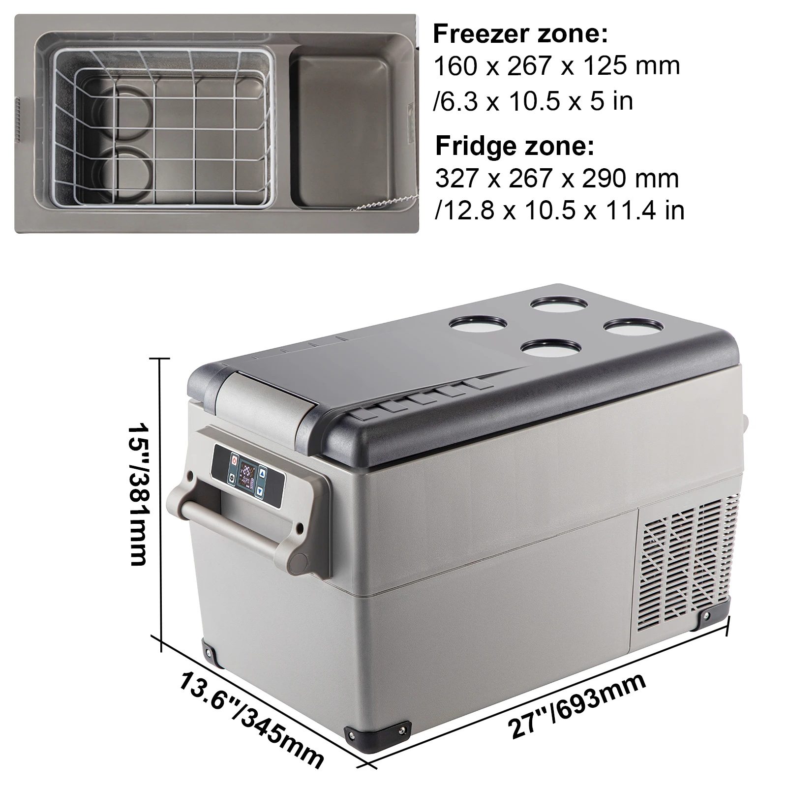 SucceBuy 35L autokoelkastcompressor draagbare kleine koelkast voor autorijden, reizen, vissen, buiten thuisgebruik