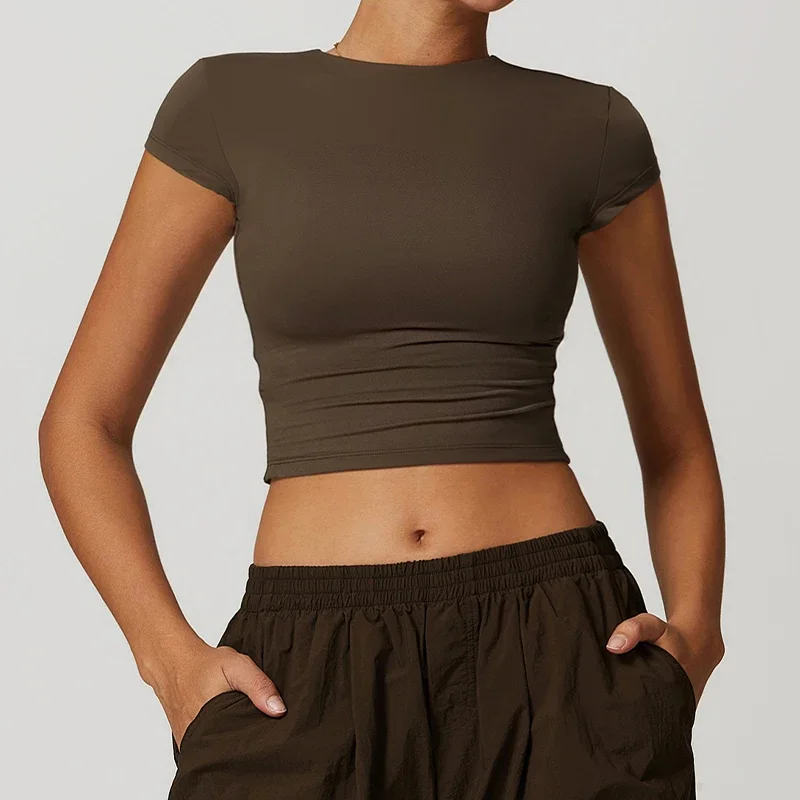 Yoga T-shirt Women Casual Sports Slim Fit Gym Top Short Sleeve Quick-Dry Yoga Clothing Fitness T-Shirt Workout Apparel 2025 New