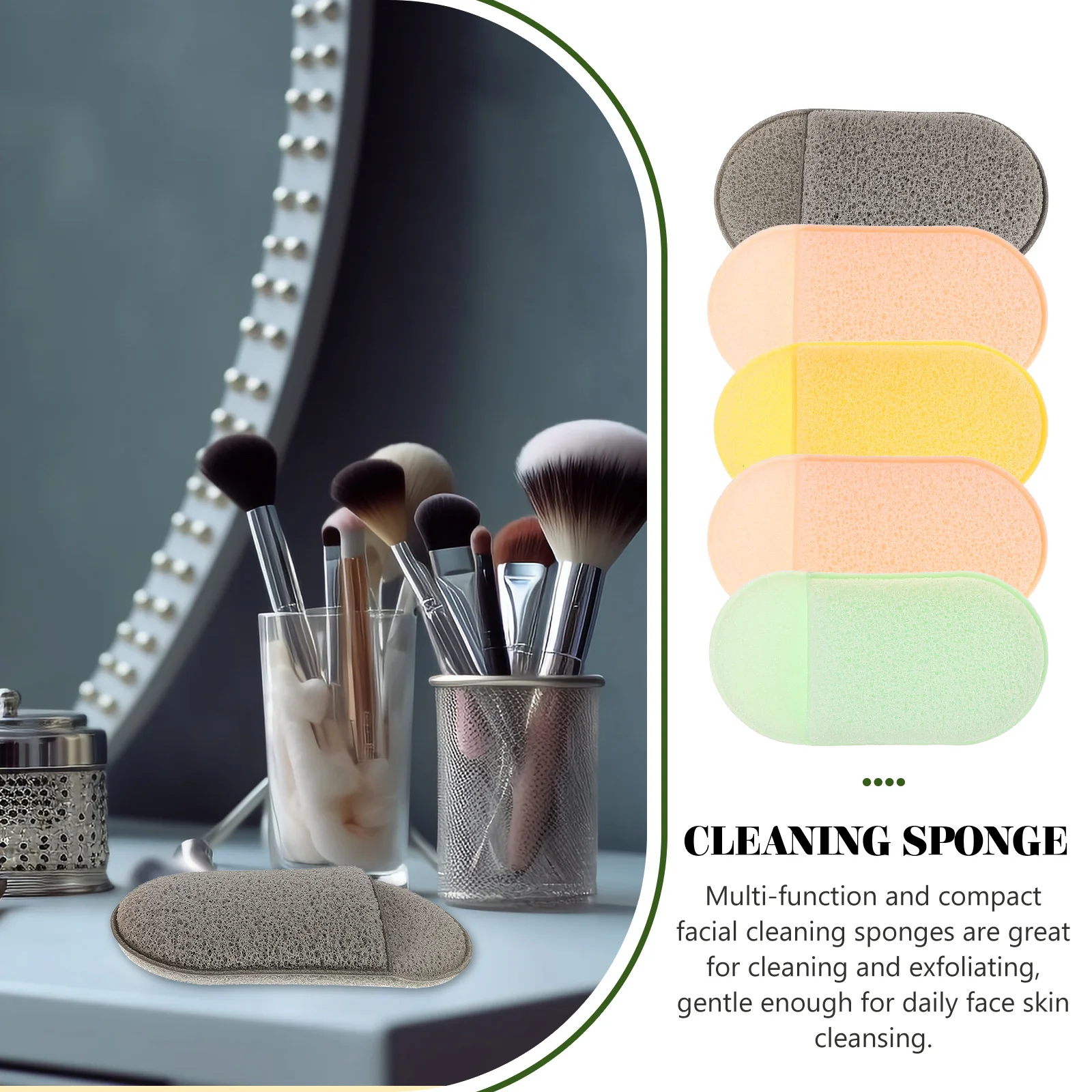 Esponjas de maquillaje, herramientas de limpieza Facial, suministros rosas, grises y verdes, almohadillas faciales suaves, esponjas de lavado exfoliantes, 5 uds.
