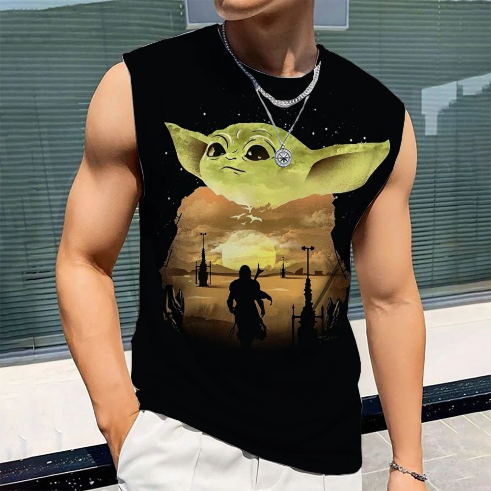 Camiseta de manga corta de chaleco para hombre, Camiseta holgada para hombre, Camiseta con estampado de Marvel Yoda para bebé