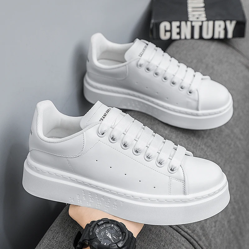 

Мужские белые кроссовки на толстой подошве с лифтом, осень 202, дышащие классические модные туфли для доски