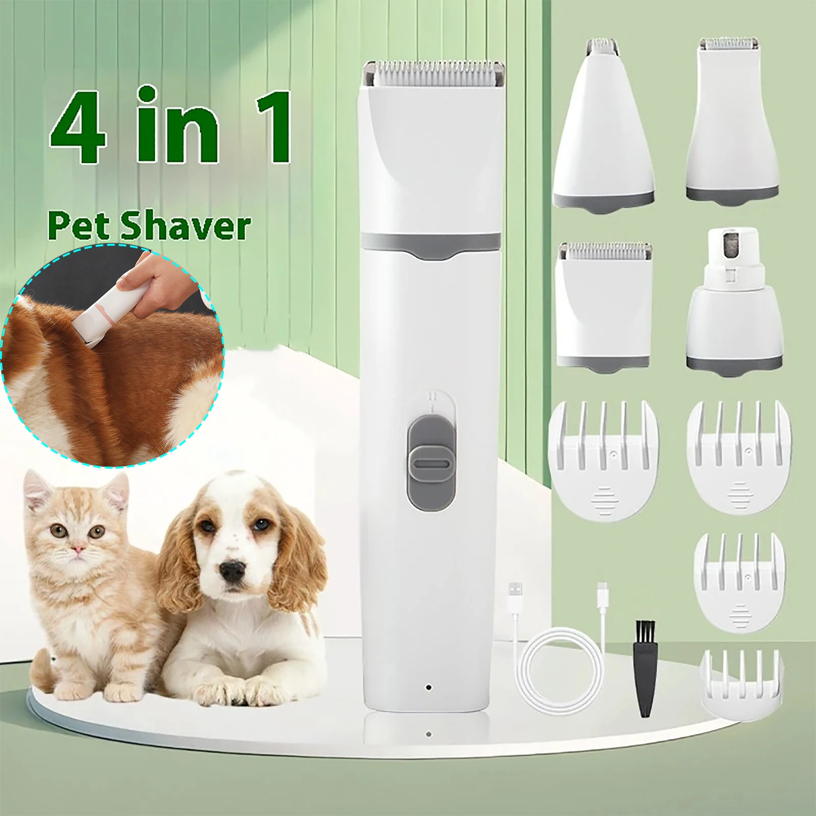 4-in-1 Electric Pet Grooming Tool Set Dog Hair Clippers USB Rechargeable Pets Haircut Trimmer Shaver Cats Dogs Supplies