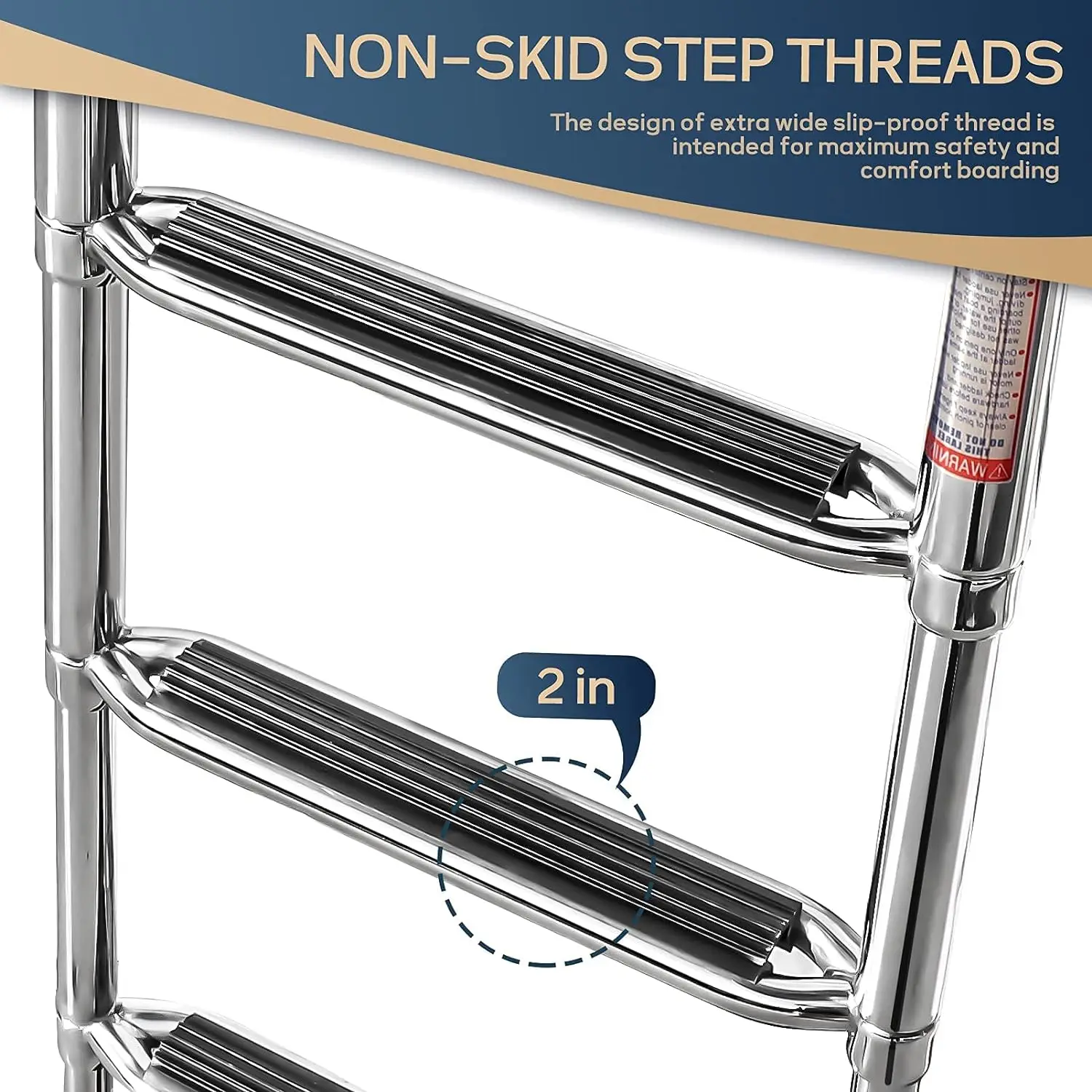 4 Steps Folding Telescoping Inboard Ladder High Mirror Polished 316 Stainless Steel Swim Deck Ladder