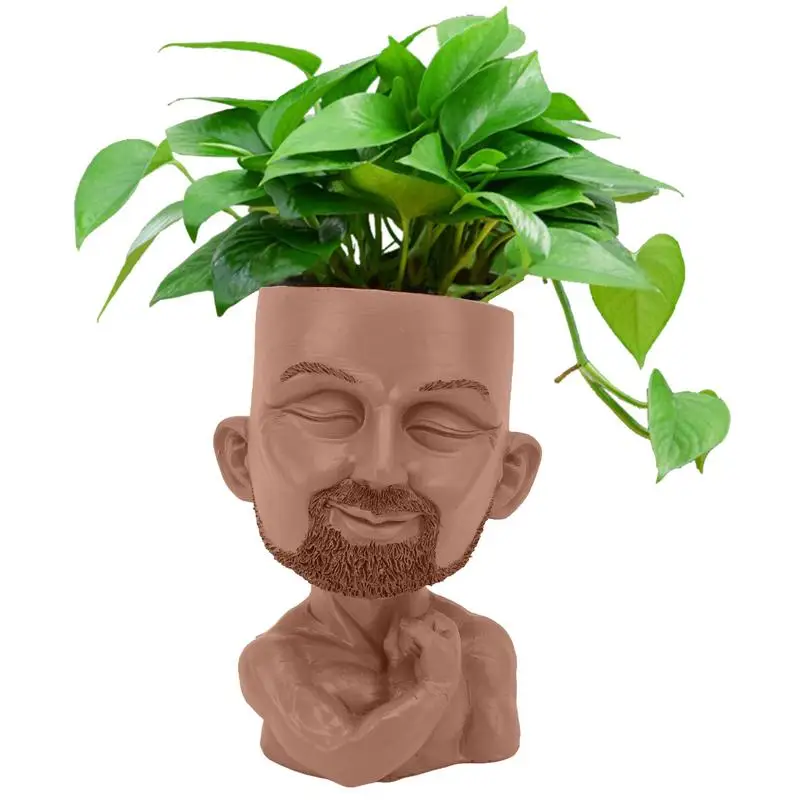 

Resin Planters Face Head Succulent Plant Flower Pot Resin Cactus Planters Garden Decor Creative Gift Planter Figure Art Statue